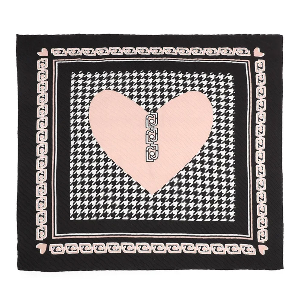 Foulard Donna 120 x 120 cm LIU JO in Tessuto Pied de Poule con Cuore