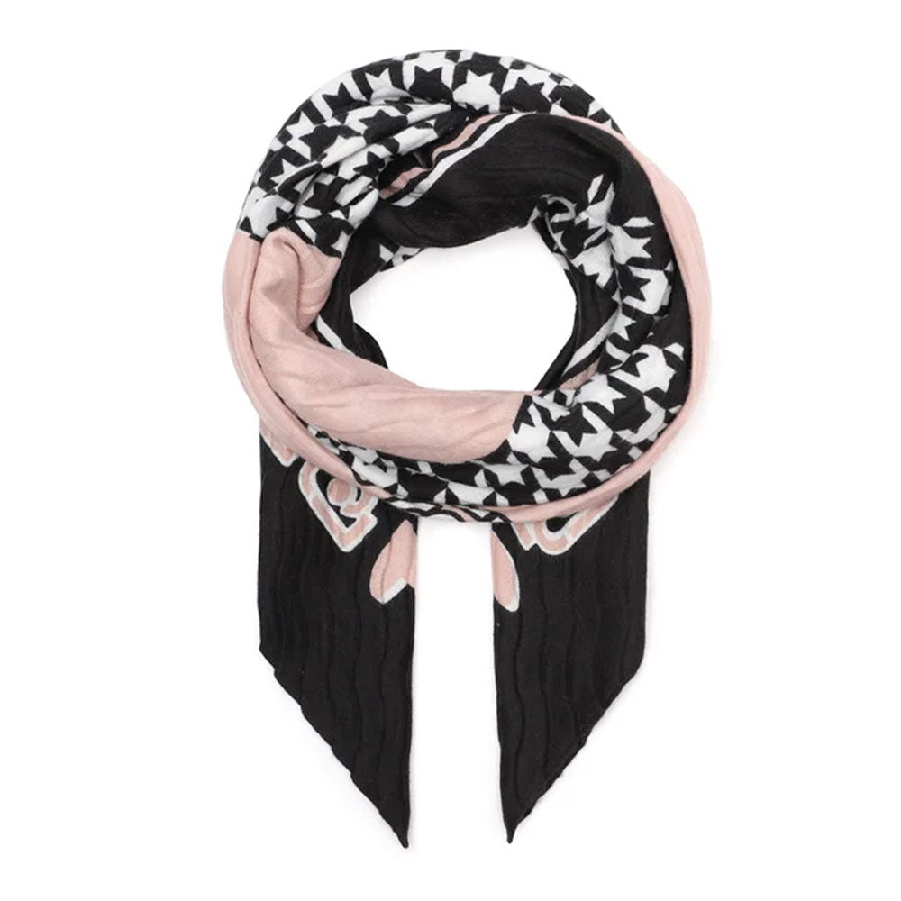 Foulard Donna 120 x 120 cm LIU JO in Tessuto Pied de Poule con Cuore