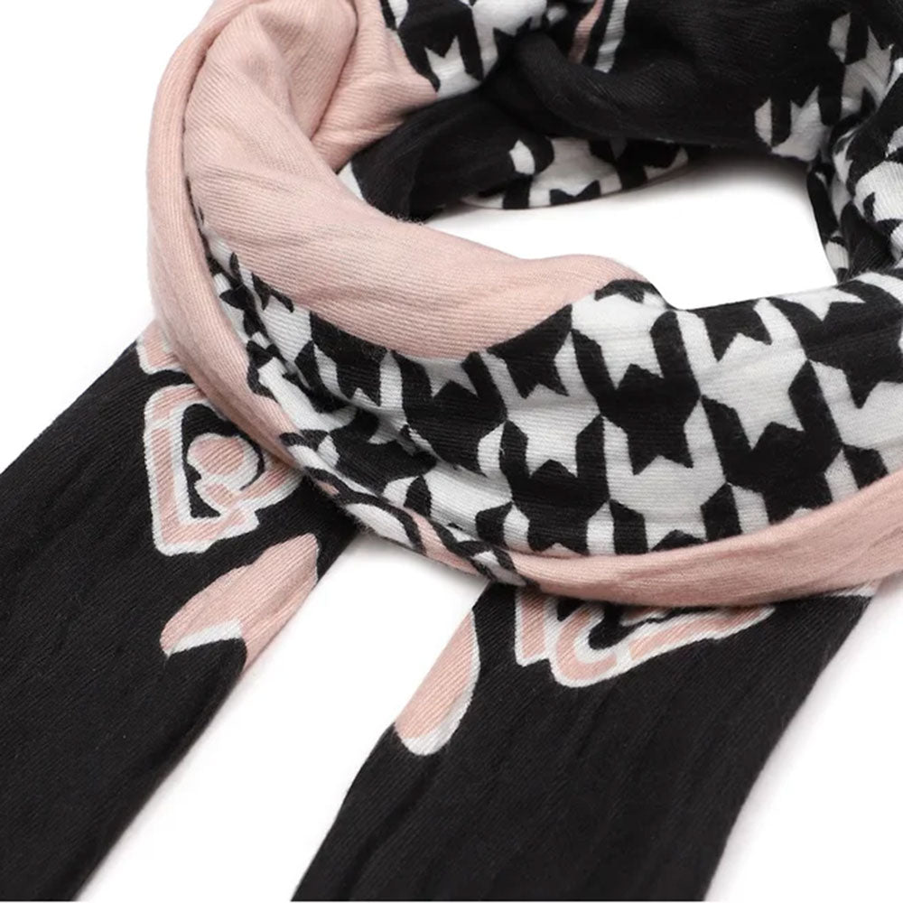 Foulard Donna 120 x 120 cm LIU JO in Tessuto Pied de Poule con Cuore