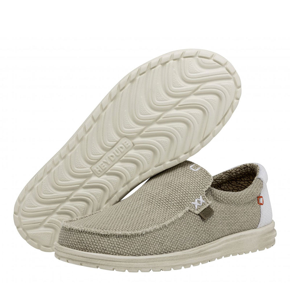 Scarpe Uomo HEY DUDE linea Mika Braided colore Off White a sconto