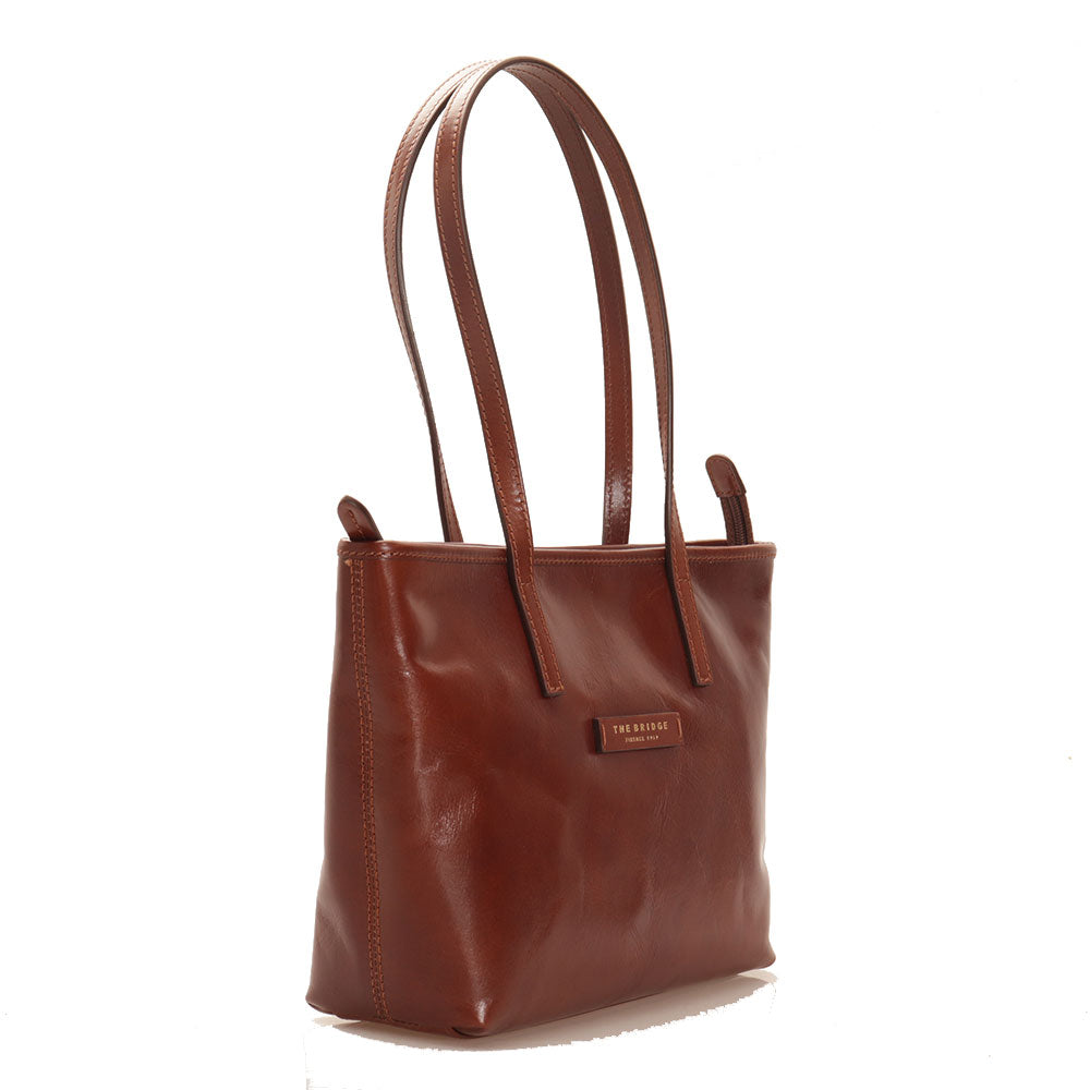 Borsa Donna Shopping Media THE BRIDGE in Pelle Marrone linea Core