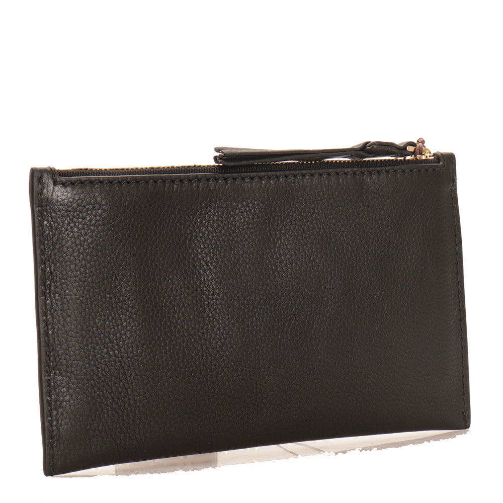 THE BRIDGE Hand-Clutch für Damen aus schwarzem gehämmertem Leder der Margherita-Linie