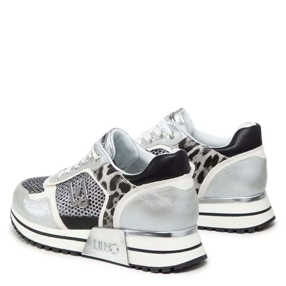Scarpe Donna LIU JO linea Kiss 02 Sneakers in Mesh colore Silver Leopard