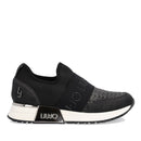 Scarpe Donna LIU JO linea Kiss 07 Sneakers Slip On in Tessuto Stretch con Glitter e Raso Nero