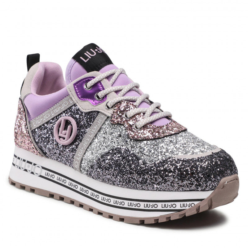 LIU JO Junior-Schuhe Maxi Wonder 3 Plateau-Sneakers mit glitzerndem Zinn