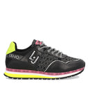 Scarpe Donna LIU JO linea Wonder 6 Sneakers Nere con Inserti in Raso Stampato Monogram