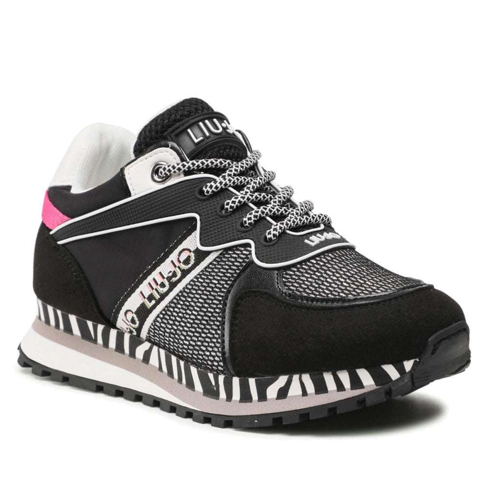 LIU JO Junior Shoes Wonder 7-Linie Sneakers aus schwarzem Mesh und Stoff mit Laminateffekt