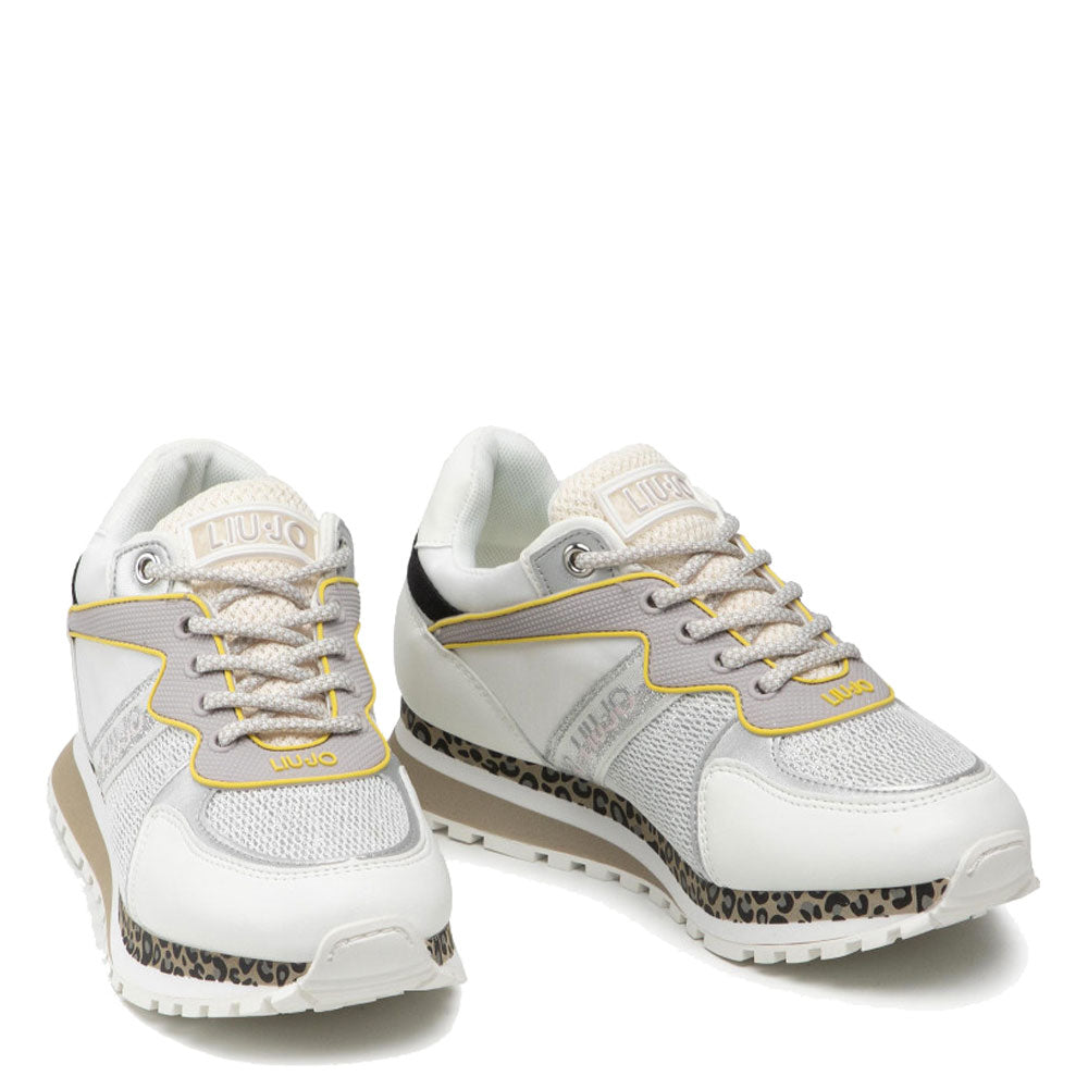Scarpe Junior LIU JO linea Wonder 7 Sneakers in Mesh e Tessuto Effetto Laminato color Latte
