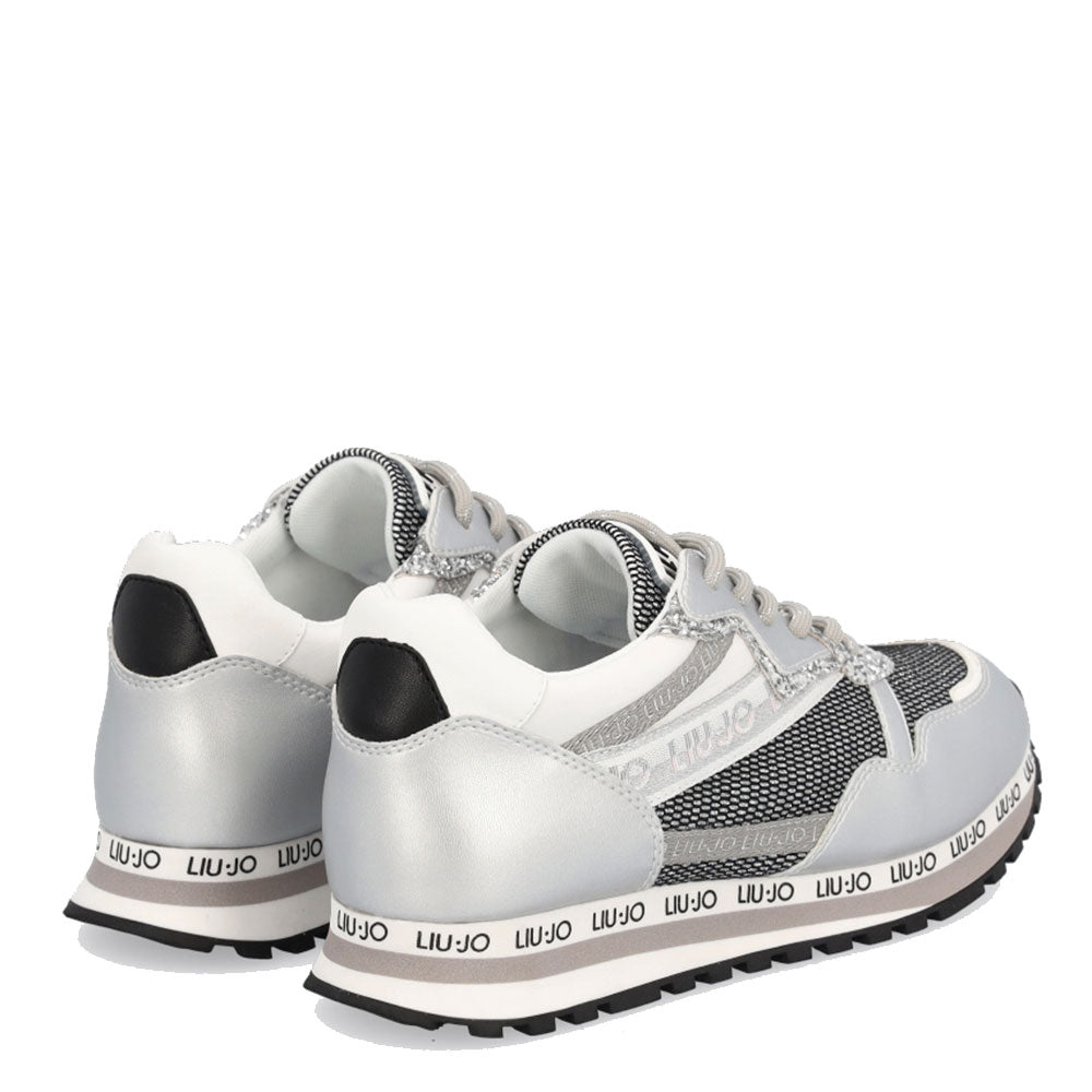Scarpe Junior LIU JO linea Wonder 8 Sneakers in Mesh e Tessuto Effetto Laminato Silver
