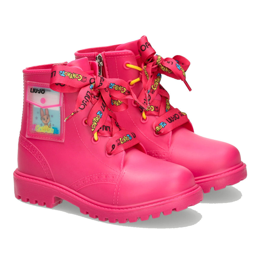 Scarpe Bambina LIU JO Stivaletti da Pioggia Me Contro Te Fuxia a