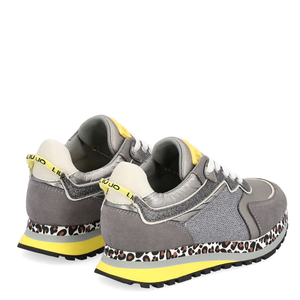 LIU JO Junior Shoes Wonder 140-Linie Sneakers aus grauem Mesh-Stoff und Wildleder