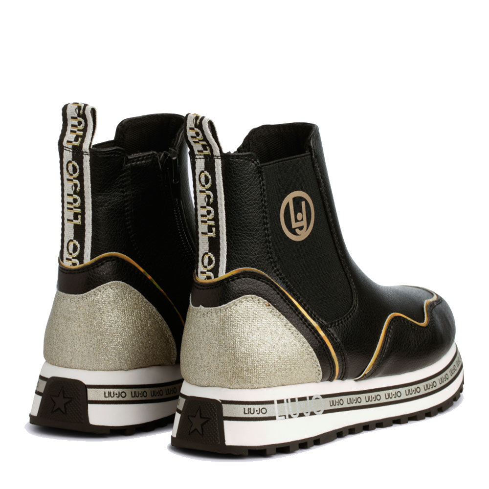 Scarpe Donna LIU JO Sneakers Boots Wonder 257 Nere con Inserto Glitter