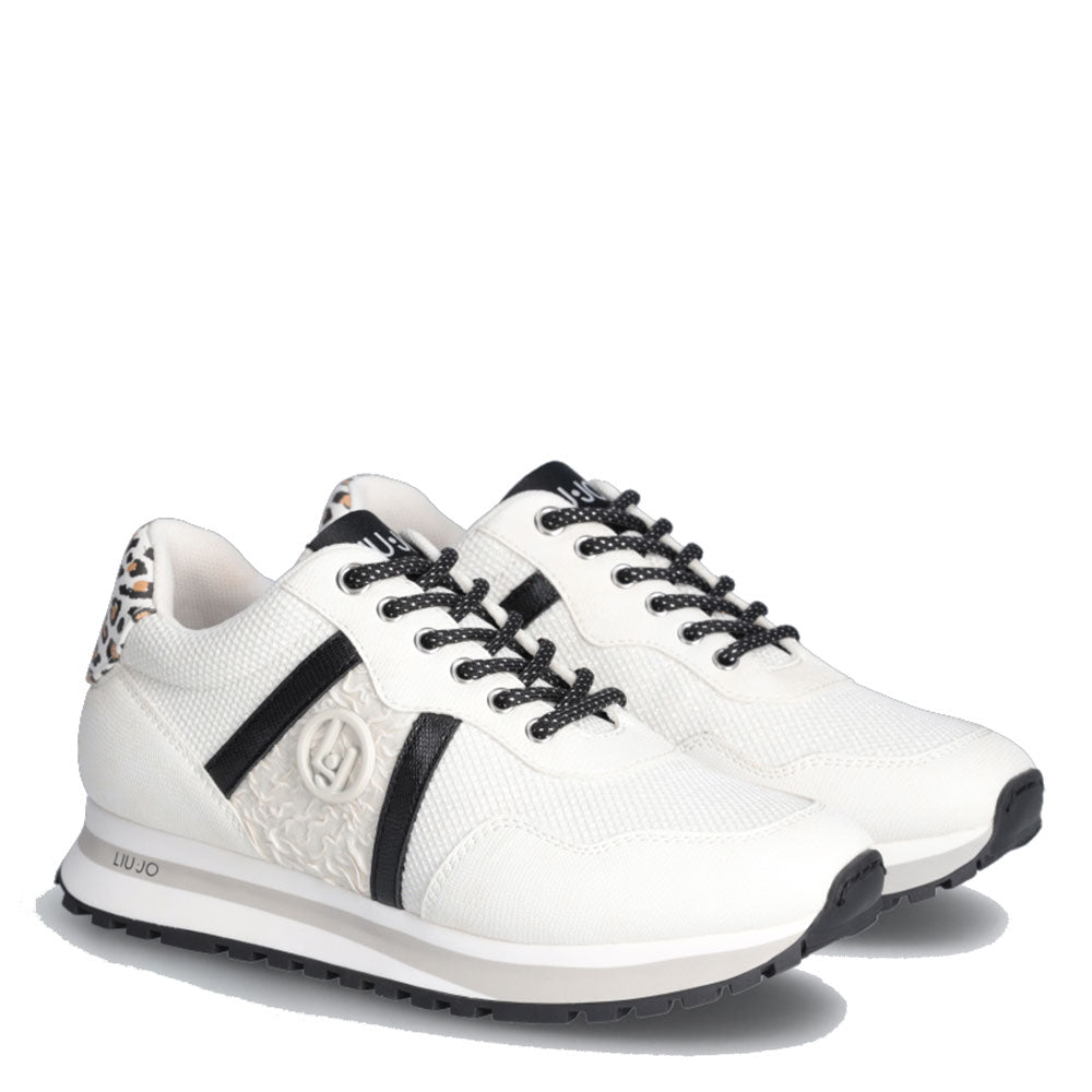 Scarpe LIU JO Wonder 629 Sneakers in Glitter Mesh con Inserti in Nylon colore Bianco