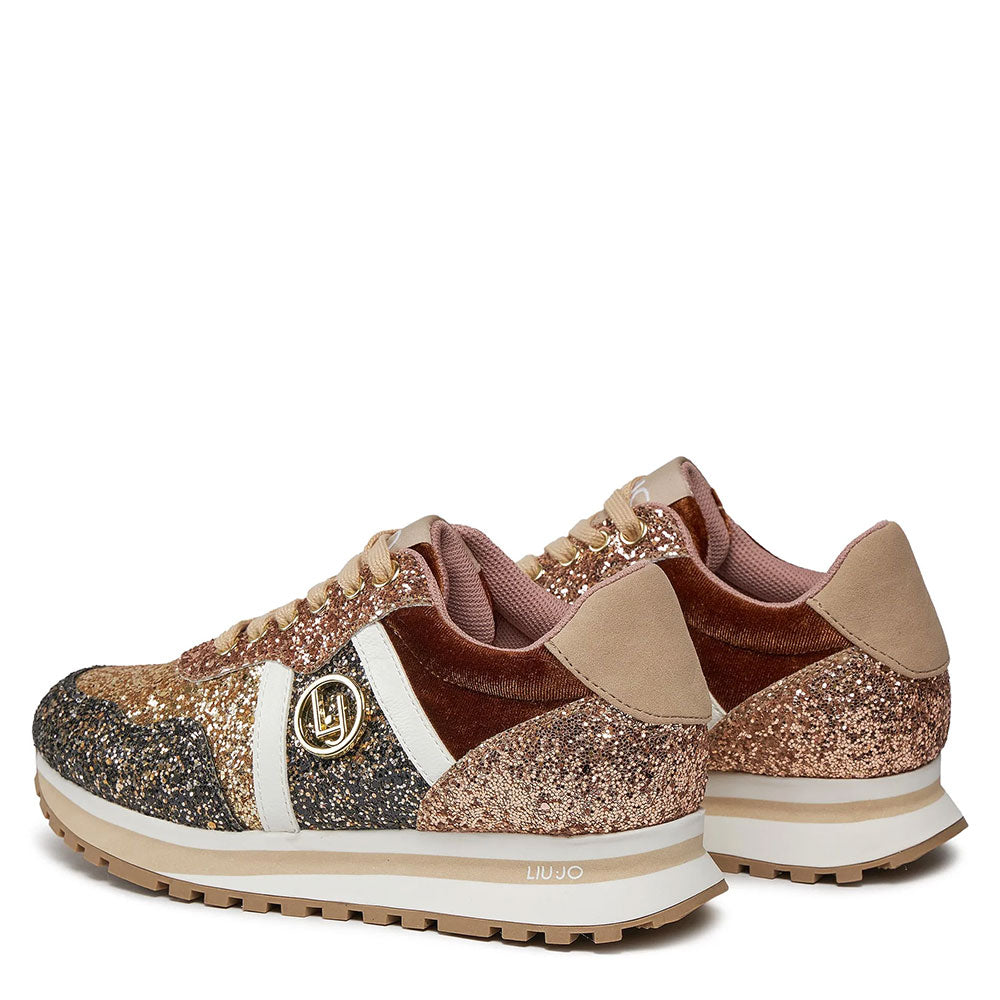 Schuhe LIU JO Wonder 629 Sneakers mit Allover-Glitzer in Gold