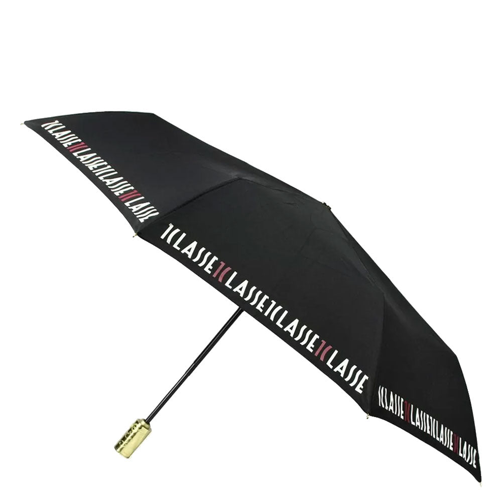 Mini-Automatik-1A-Classe-Alviero-Martini-Regenschirm in Schwarz mit Logo