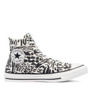 Scarpe Donna CONVERSE Sneakers linea Chuck Taylor All Star High Top in Tessuto stampa Jungle Bianco e Nero