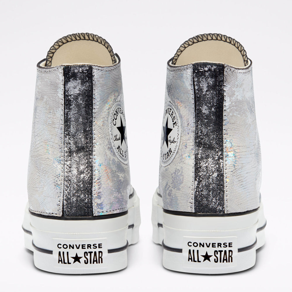Scarpe Donna CONVERSE Sneakers linea Chuck Taylor All Star Lift LTD in Pelle Metallizzata Argento