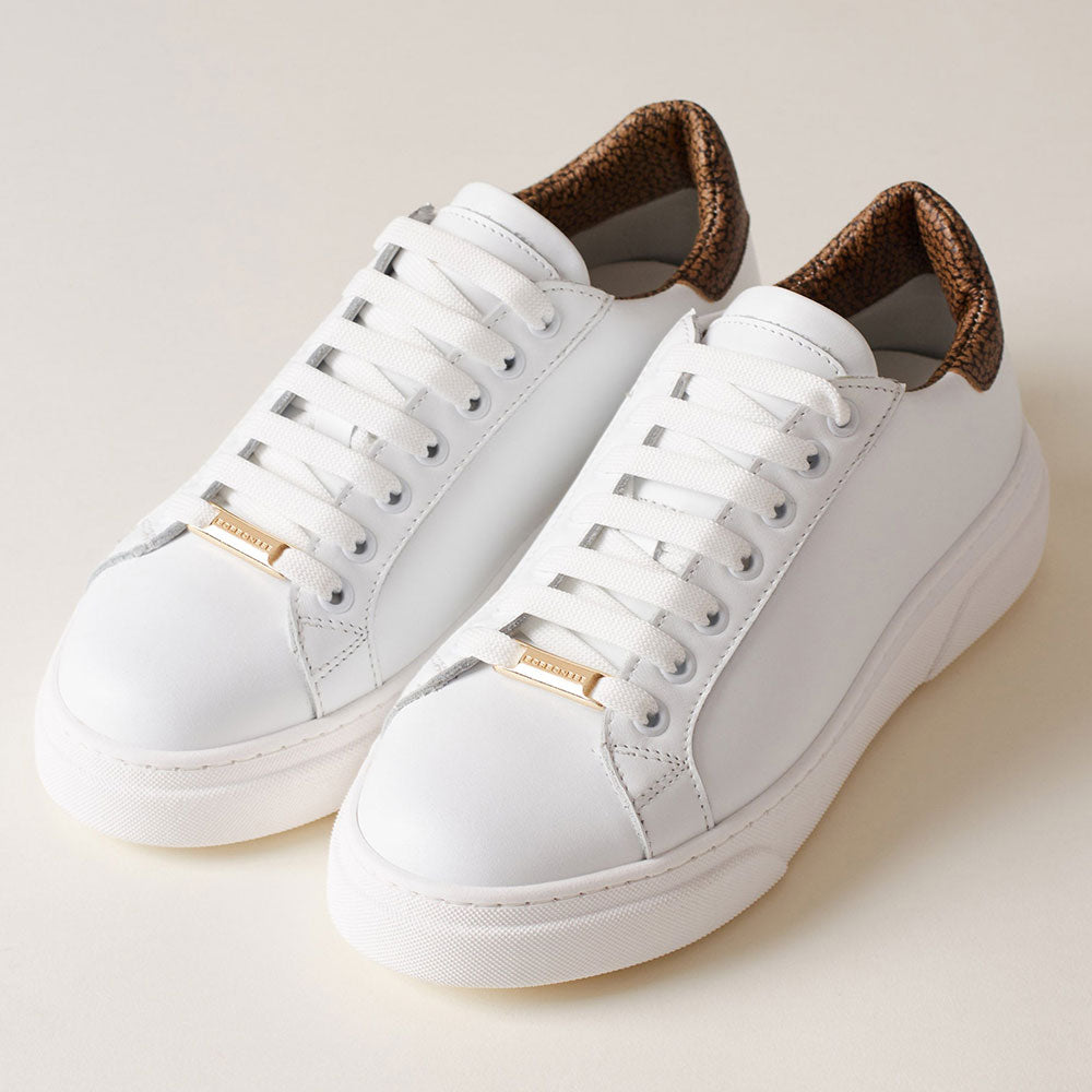 Scarpe Donna BORBONESE Sneakers in Pelle Bianca con Inserti OP Naturale