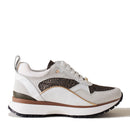 Scarpe Donna BORBONESE Sneakers Running in Pelle Bianca con Inserti in Tessuto OP Naturale
