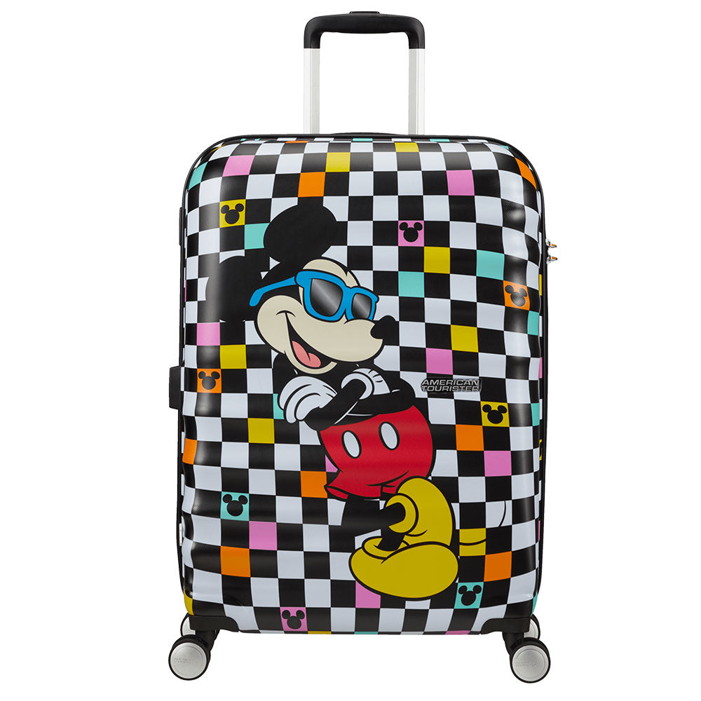 Mittelgroßer Trolley 67 cm, 4 Räder, leicht 3,6 kg – American Tourister Wavebreaker Disney Mickey Check