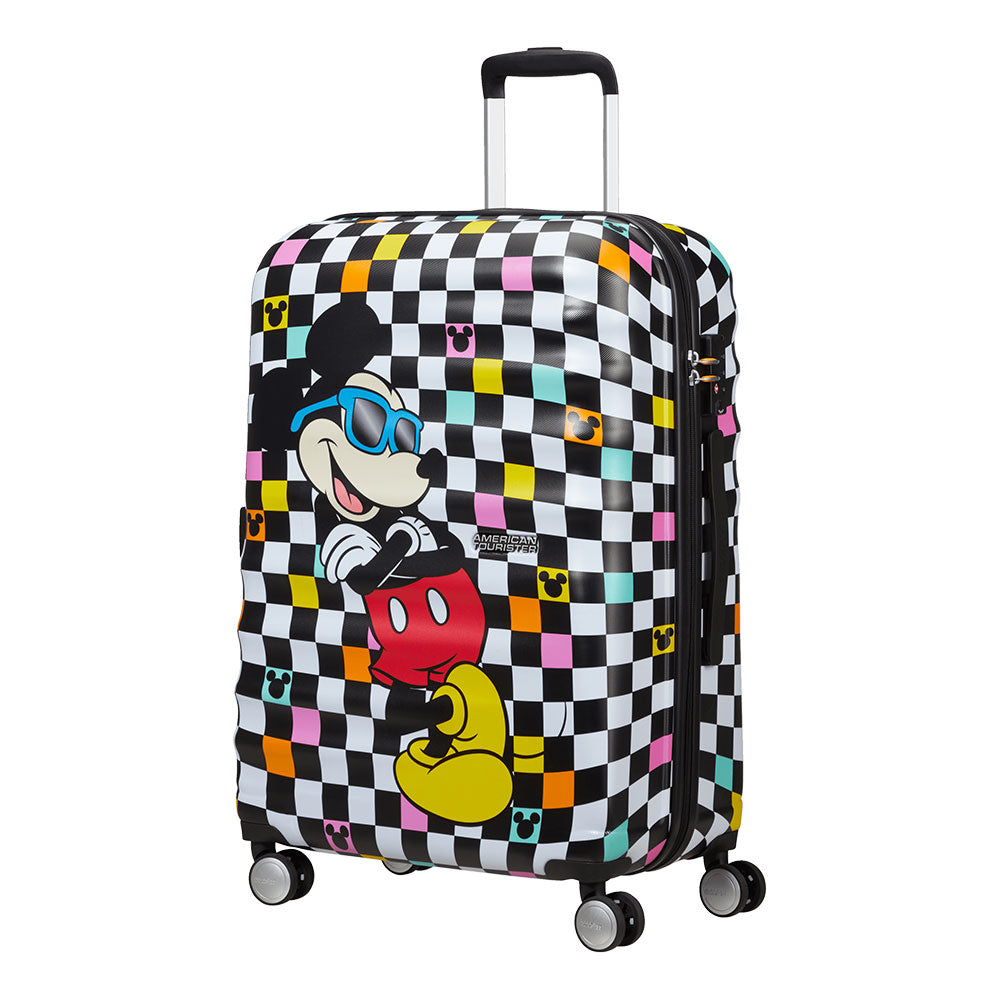 Mittelgroßer Trolley 67 cm, 4 Räder, leicht 3,6 kg – American Tourister Wavebreaker Disney Mickey Check