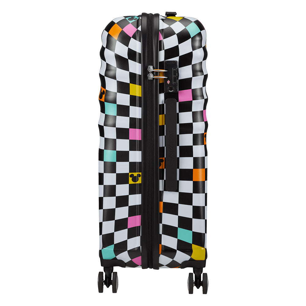 Mittelgroßer Trolley 67 cm, 4 Räder, leicht 3,6 kg – American Tourister Wavebreaker Disney Mickey Check