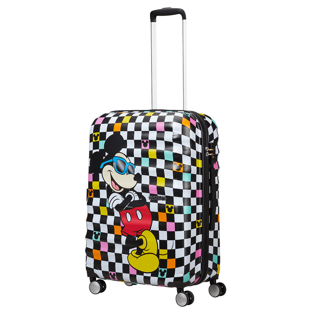 Mittelgroßer Trolley 67 cm, 4 Räder, leicht 3,6 kg – American Tourister Wavebreaker Disney Mickey Check
