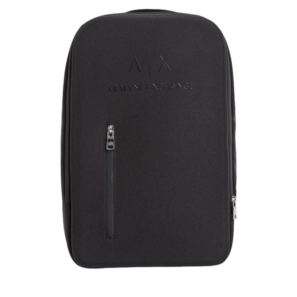 Armani Exchange Herren-Nylonrucksack mit starrer Vorderseite, schwarze Farbe