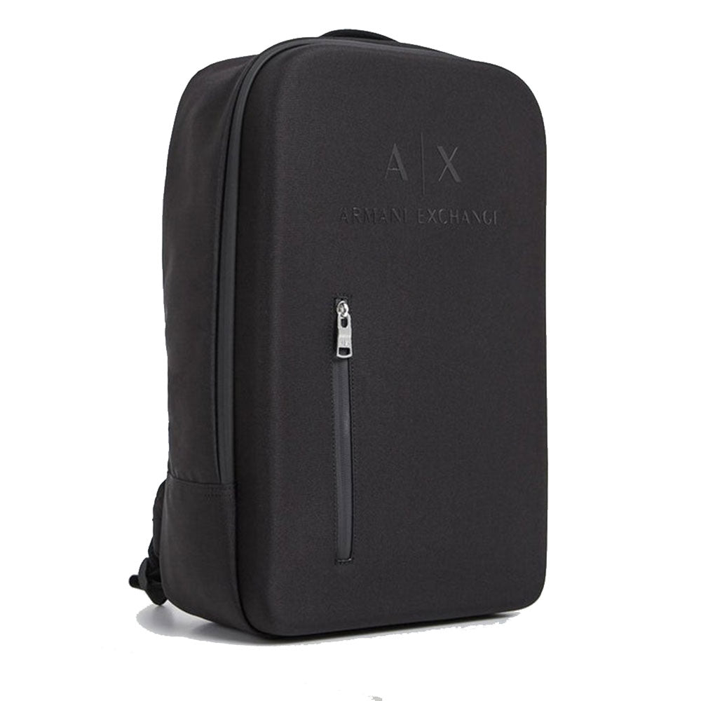 Armani Exchange Herren-Nylonrucksack mit starrer Vorderseite, schwarze Farbe