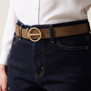 BORBONESE Damengürtel, Höhe 3,5 cm, aus natürlich beschichtetem Canvas und schwarzem Leder