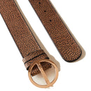 BORBONESE Damengürtel, Höhe 3,5 cm, aus natürlich beschichtetem Canvas und schwarzem Leder