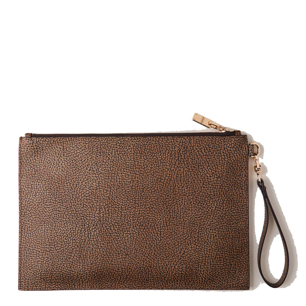 Necessaire Piatto con Maniglia BORBONESE in Tela Rivestita Op Naturale