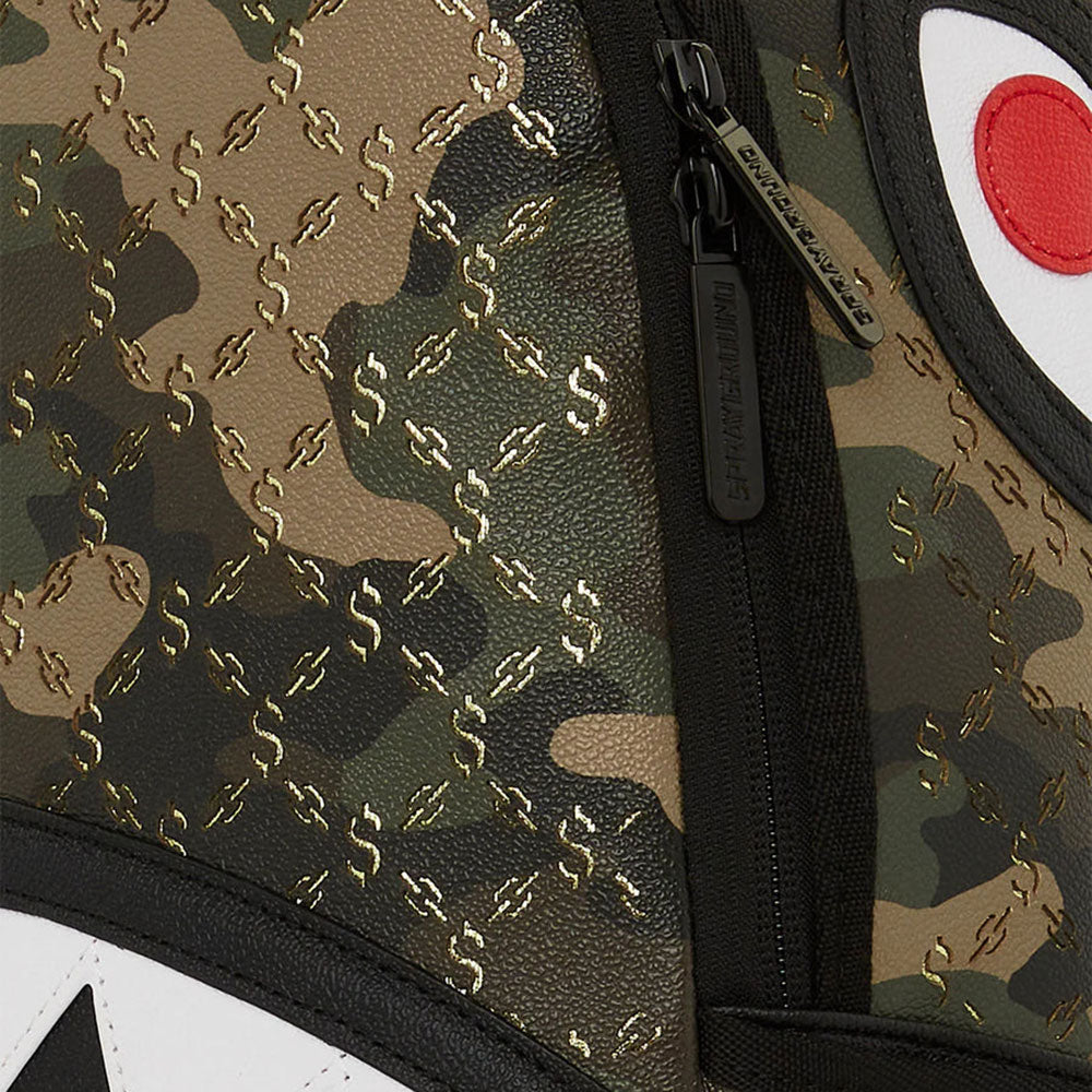 SPRAYGROUND Rucksack mit „Dollar Pattern Over Camo“-Aufdruck