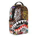 SPRAYGROUND Rucksack mit Tagged Up Sharks-Aufdruck in Paris Brown