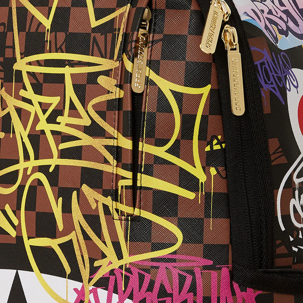 SPRAYGROUND Rucksack mit Tagged Up Sharks-Aufdruck in Paris Brown