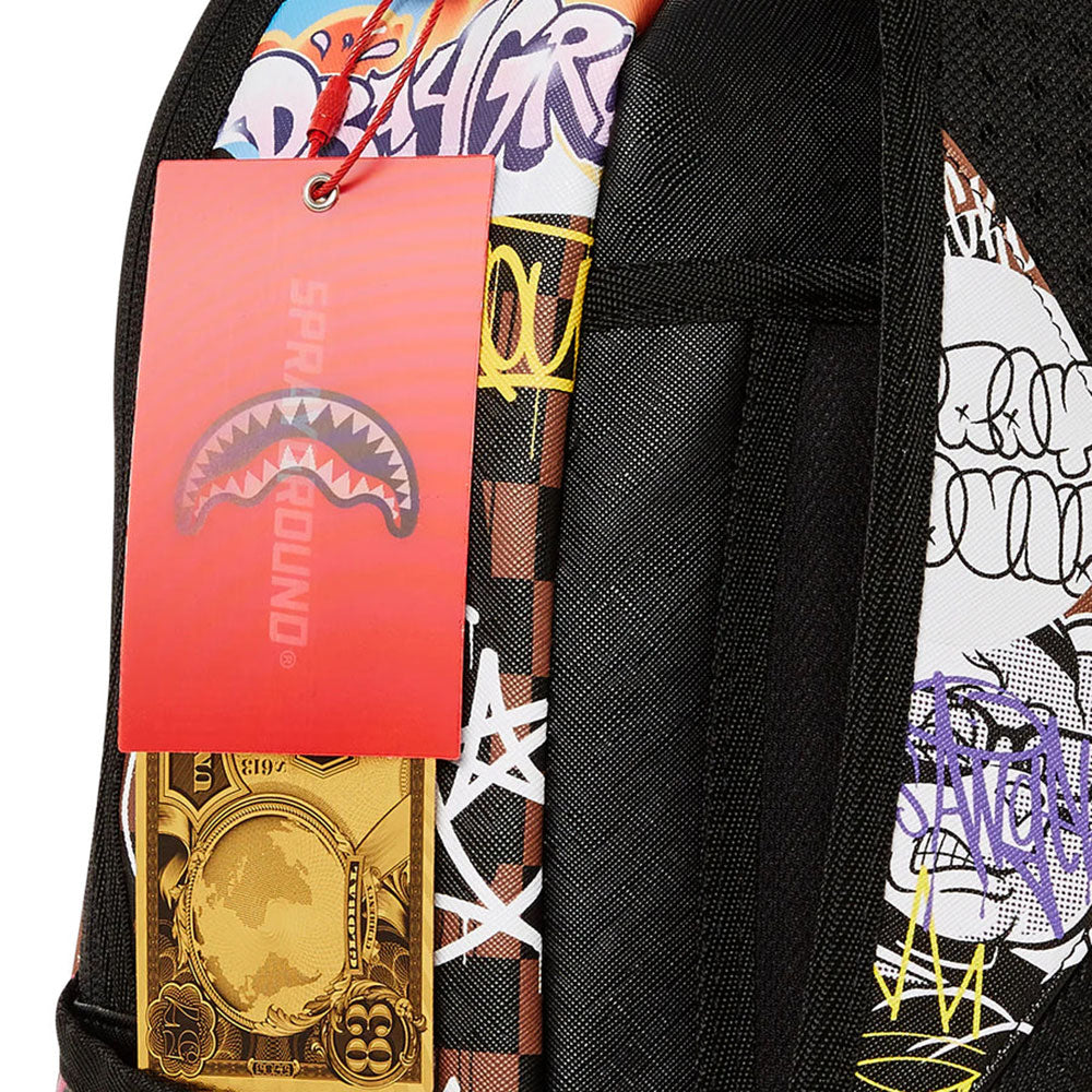 SPRAYGROUND Rucksack mit Tagged Up Sharks-Aufdruck in Paris Brown