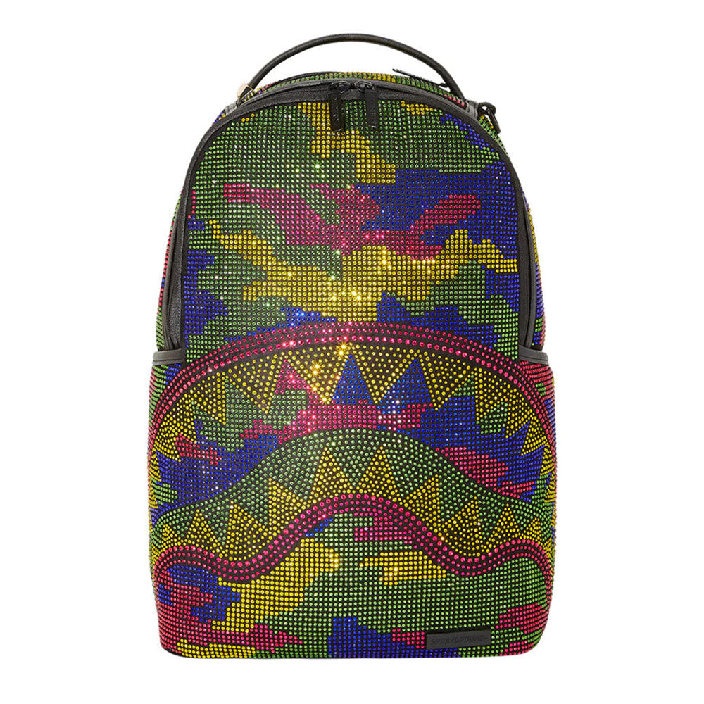 SPRAYGROUND Rucksack mit All Over Rhinestones Trippy Trinity Camo Crystal Aufdruck DLXSF