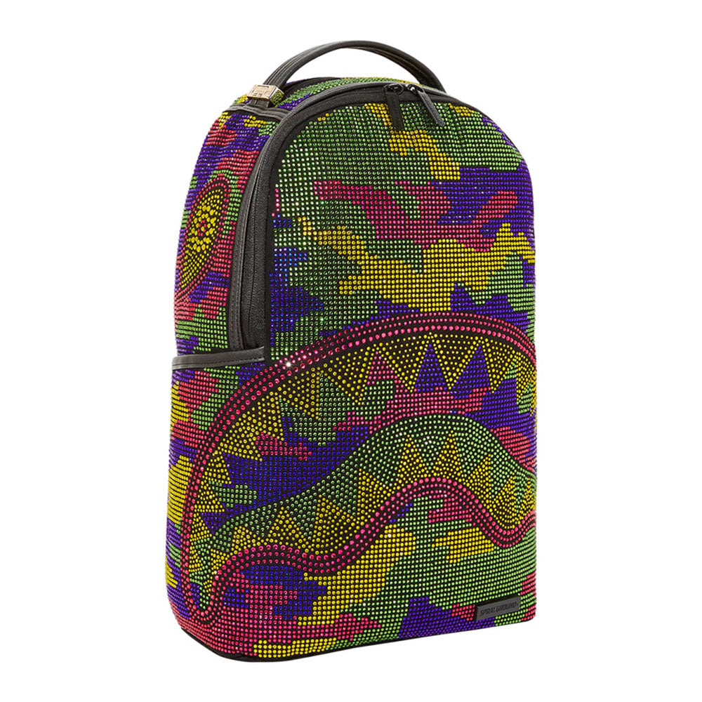 SPRAYGROUND Rucksack mit All Over Rhinestones Trippy Trinity Camo Crystal Aufdruck DLXSF