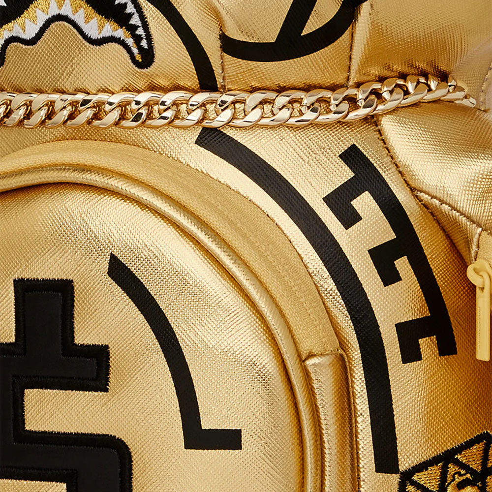 SPRAYGROUND Tribal Gold Mittelgroßer Moneybear-Rucksack