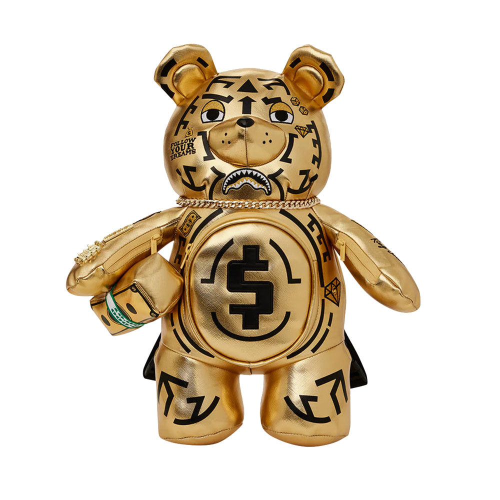 SPRAYGROUND Tribal Gold Mittelgroßer Moneybear-Rucksack