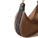Borsa Donna Hobo BORBONESE linea Oyster Graffiti in Tela Rivestita e Pelle OP Naturale e Nero