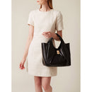 BORBONESE Mittelgroße Damenhandtasche der Cortina-Linie aus schwarzem Nappa-Kalbsleder