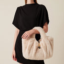Borsa Donna a Mano Media BORBONESE linea Cortina in Tessuto Effetto Pelliccia color Cachemire