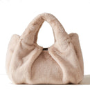 Borsa Donna a Mano Media BORBONESE linea Cortina in Tessuto Effetto Pelliccia color Cachemire
