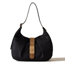 Women's Small Fabric Hobo Bag BORBONESE Cortina in Black and OP Natural