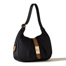 Women's Small Fabric Hobo Bag BORBONESE Cortina in Black and OP Natural