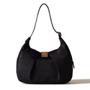 Women's Small Fabric Hobo Bag BORBONESE Cortina in Black and OP Natural