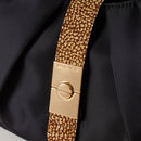 Women's Small Fabric Hobo Bag BORBONESE Cortina in Black and OP Natural