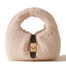 Women's Cashmere Faux Fur Fabric Small Hobo Bag BORBONESE Cortina