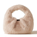 Women's Cashmere Faux Fur Fabric Small Hobo Bag BORBONESE Cortina